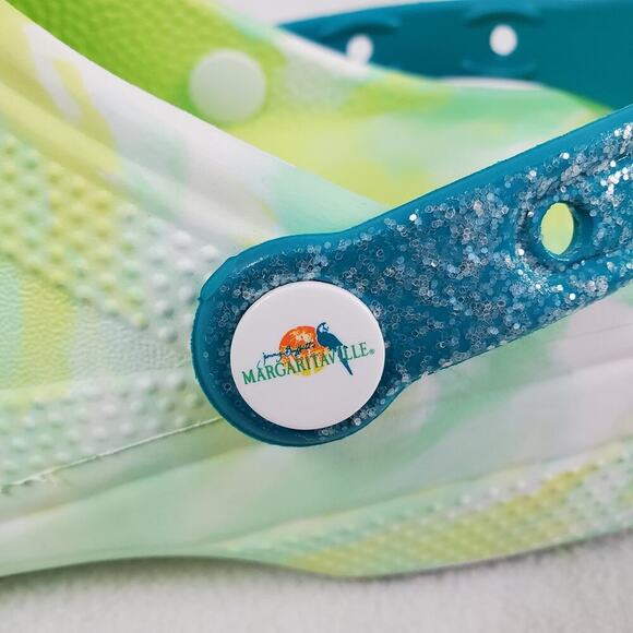 Crocs Margaritaville Clogs M10 / W12 Green Yellow Jibbitz Jimmy Buffett Slip On - Picture 5 of 14